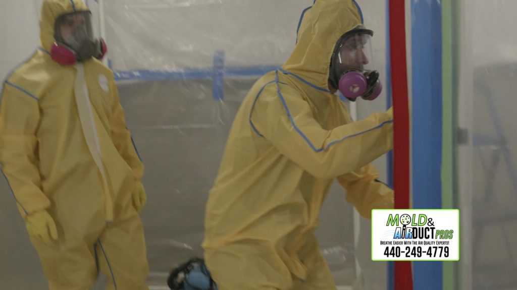 MADP team setting up containment for mold remediation
